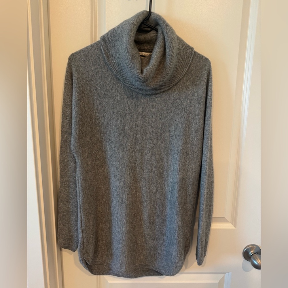 Max Studio Gray Cowl Neck Cashmere Sweater